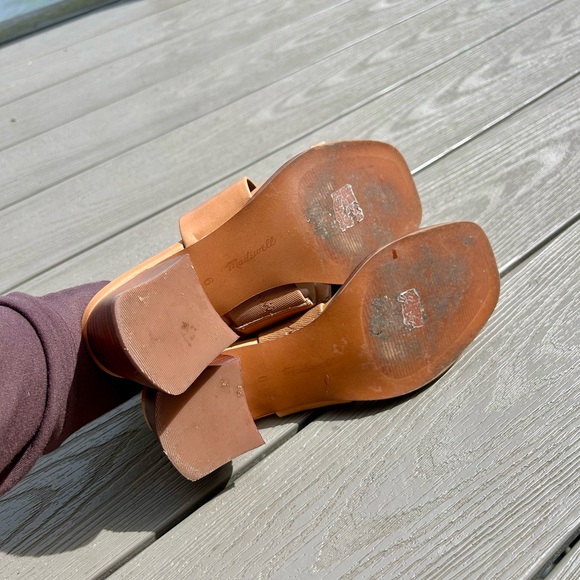 Madewell tan leather chunky heel mules slide sandals - Picture 5 of 5